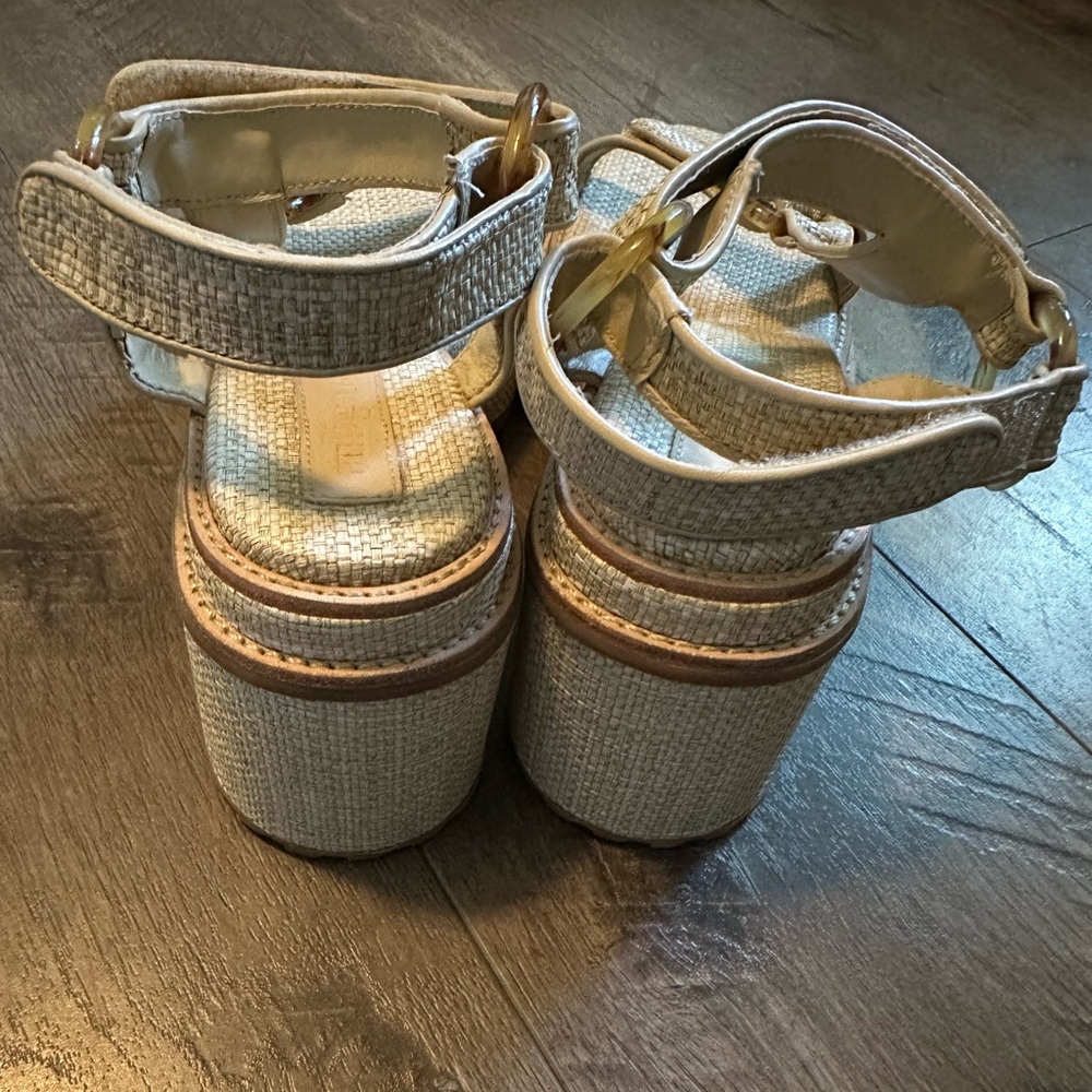 NEW Cult Gaia Elka Platform Sandals Raffia Tortoise 38 - Picture 6 of 8